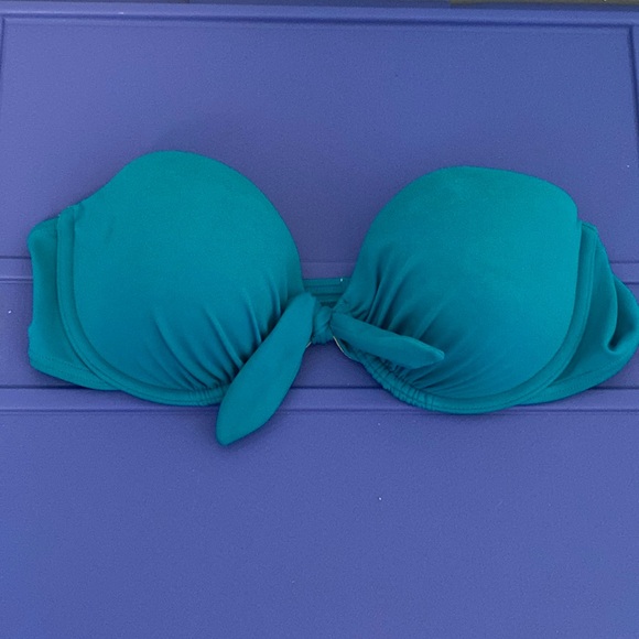 Victoria’s Secret Teal Bikini Top Underwire Biofit 34B Strapless - Picture 1 of 8